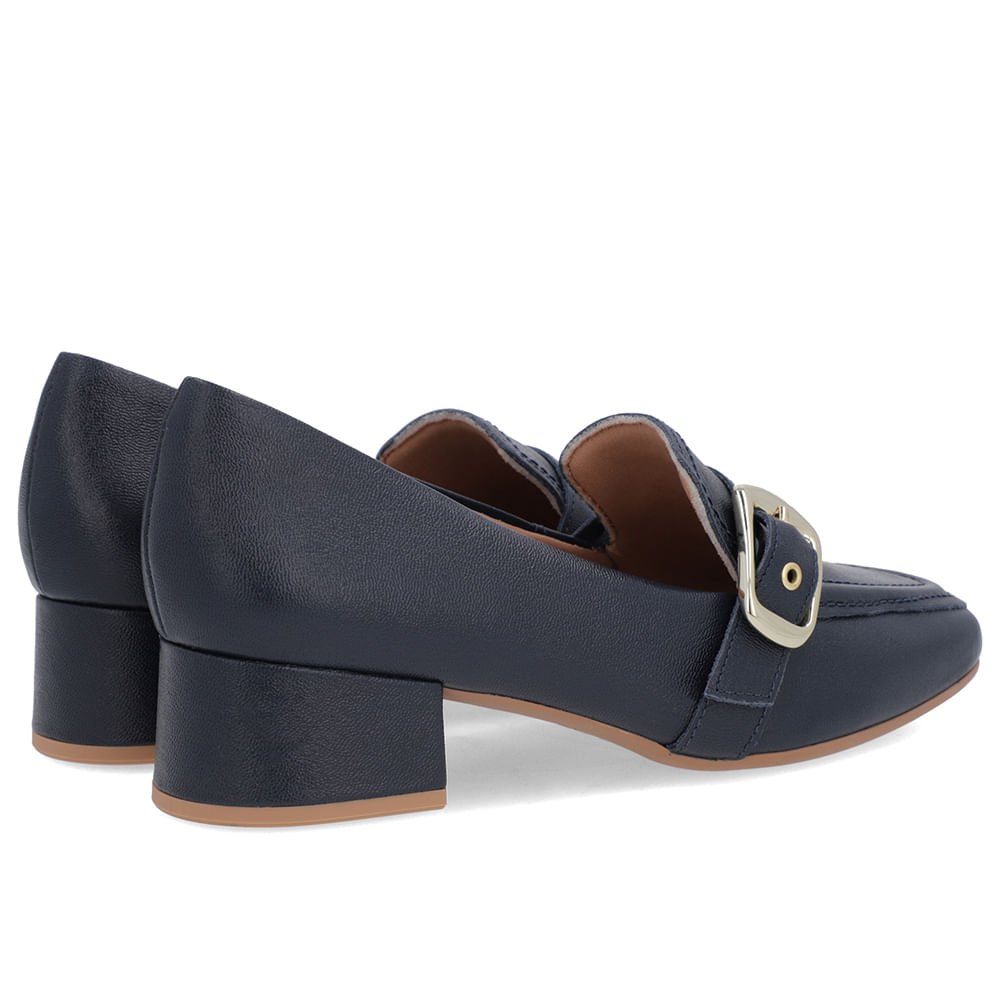 Loafer Azul Couro Bico Quadrado Fivela Azul 3
