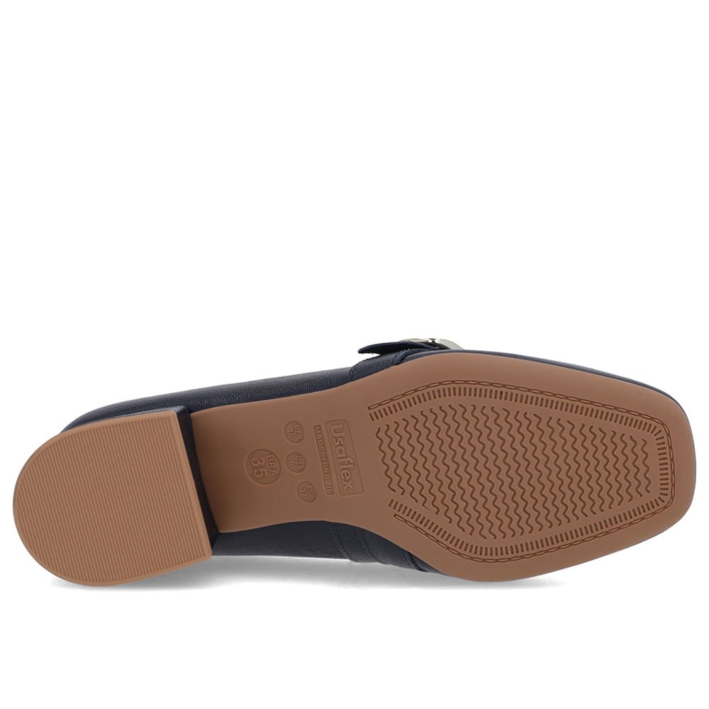 Loafer Azul Couro Bico Quadrado Fivela Azul 5