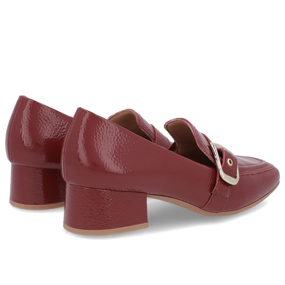 Loafer Vermelho Verniz Bico Quadrado Fivela Vermelho 3