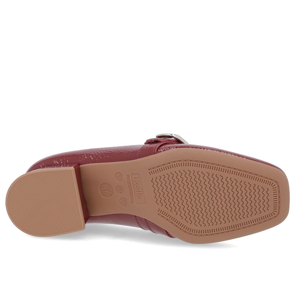 Loafer Vermelho Verniz Bico Quadrado Fivela Vermelho 5