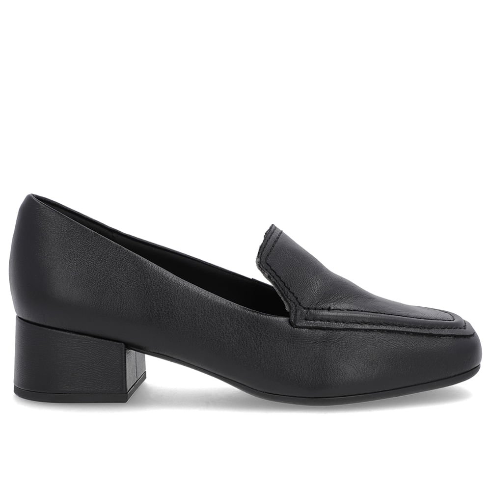 Loafer Preto Couro Bico Quadrado Clássico