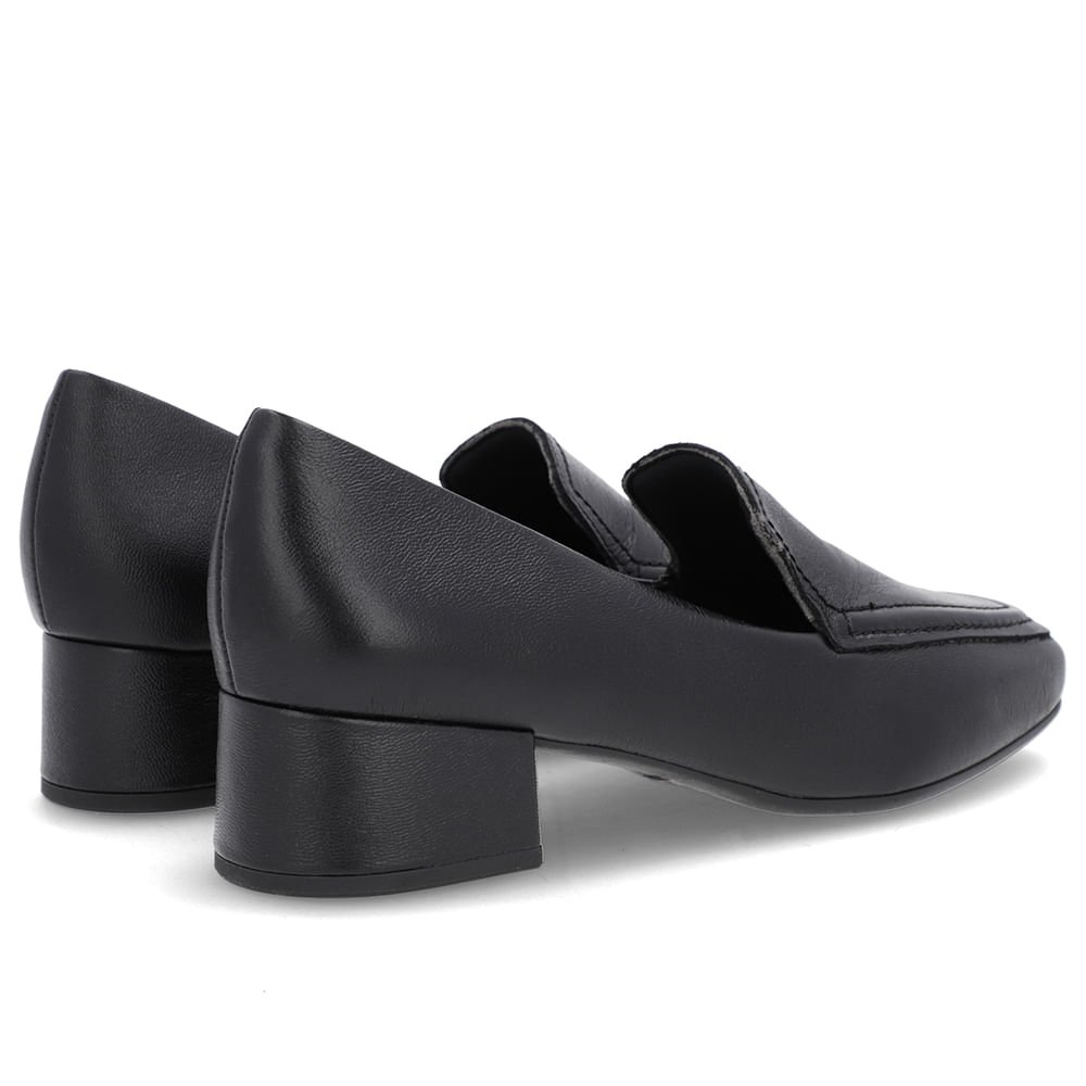 Loafer Preto Couro Bico Quadrado Clássico Preto 3