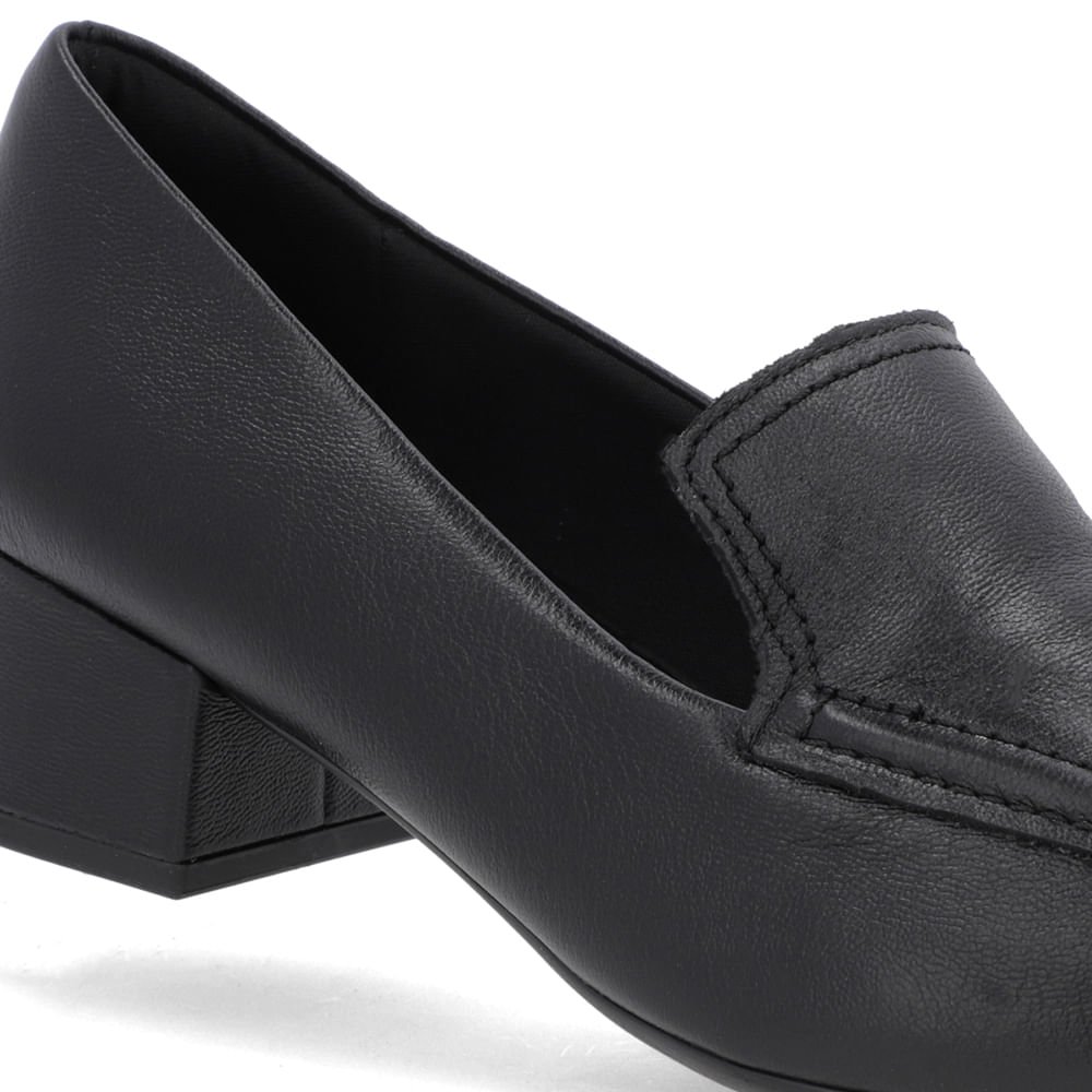 Loafer Preto Couro Bico Quadrado Clássico Preto 4