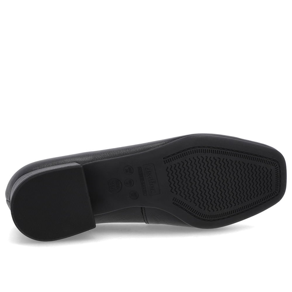 Loafer Preto Couro Bico Quadrado Clássico Preto 5