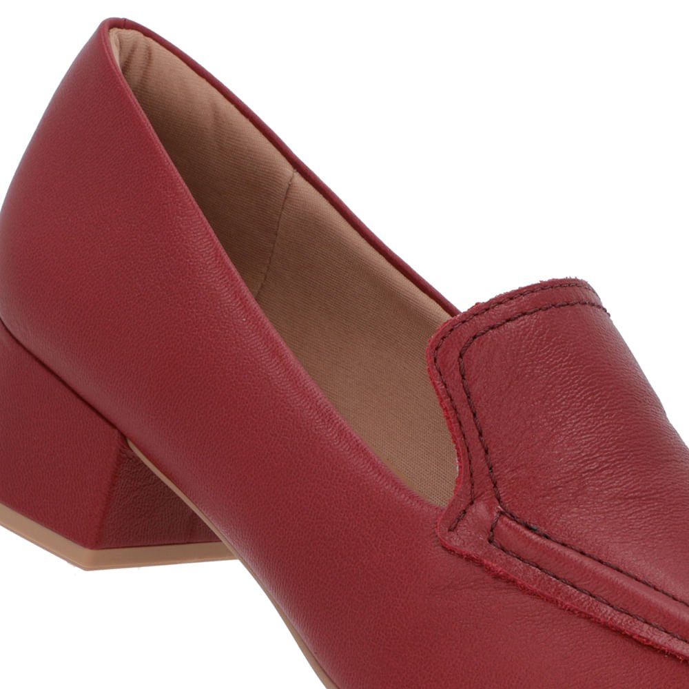 Loafer Vermelho Couro Bico Quadrado Clássico Vermelho 4