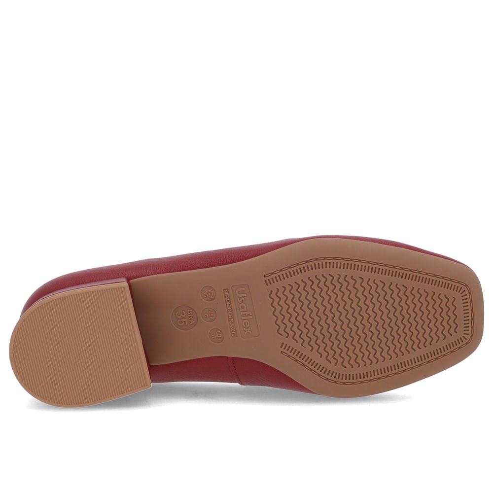 Loafer Vermelho Couro Bico Quadrado Clássico Vermelho 5