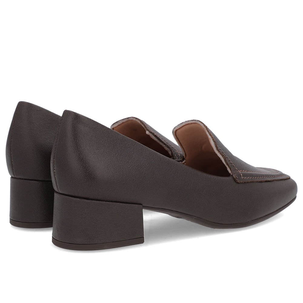 Loafer Marrom Ganache Couro Bico Quadrado Clássico Marrom 3