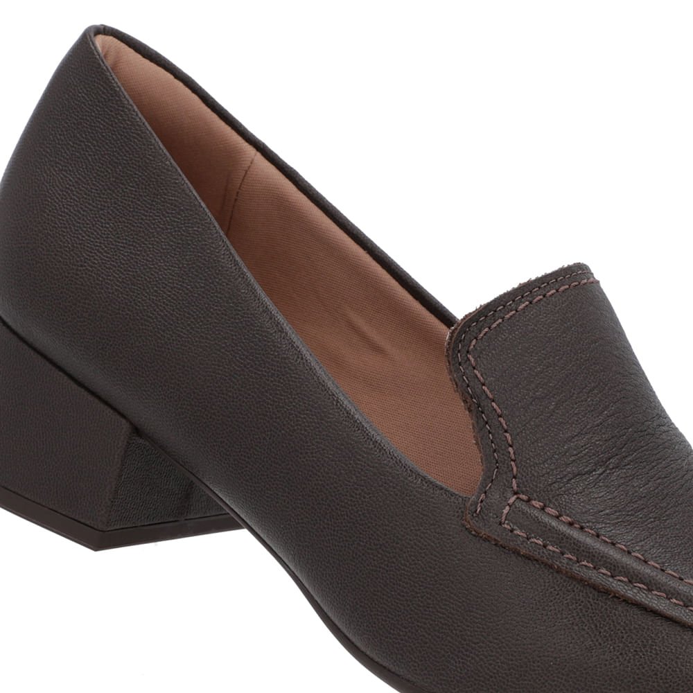 Loafer Marrom Ganache Couro Bico Quadrado Clássico Marrom 4