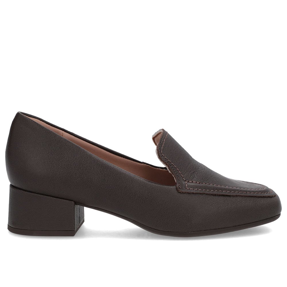 Loafer Marrom Ganache Couro Bico Quadrado Clássico