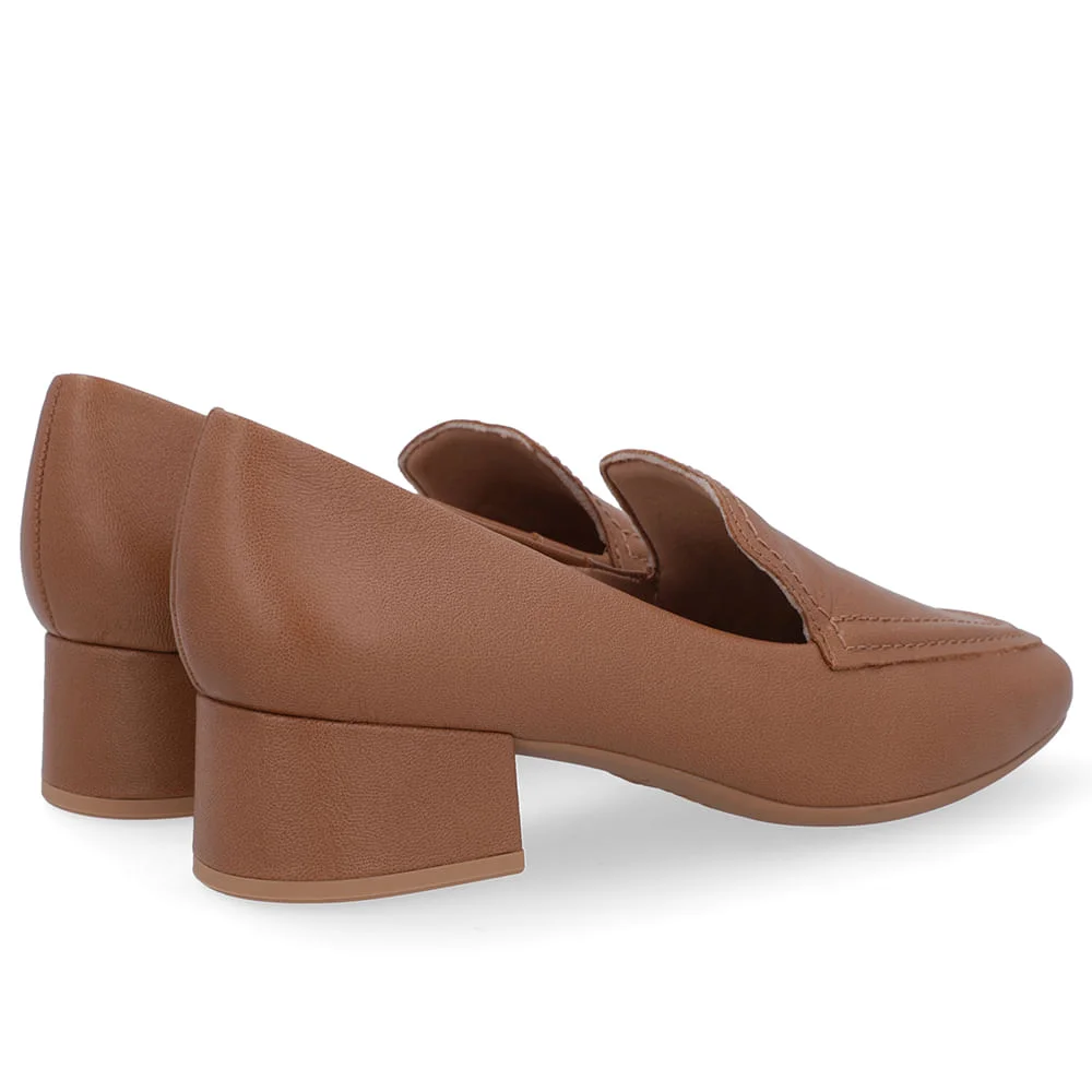 Loafer Marrom Couro Bico Quadrado Clássico Marrom 3