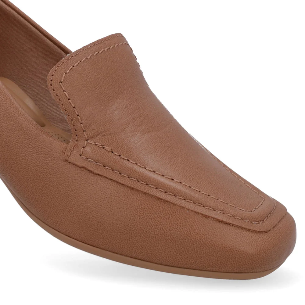 Loafer Marrom Couro Bico Quadrado Clássico Marrom 4