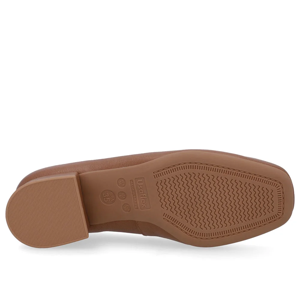 Loafer Marrom Couro Bico Quadrado Clássico Marrom 5