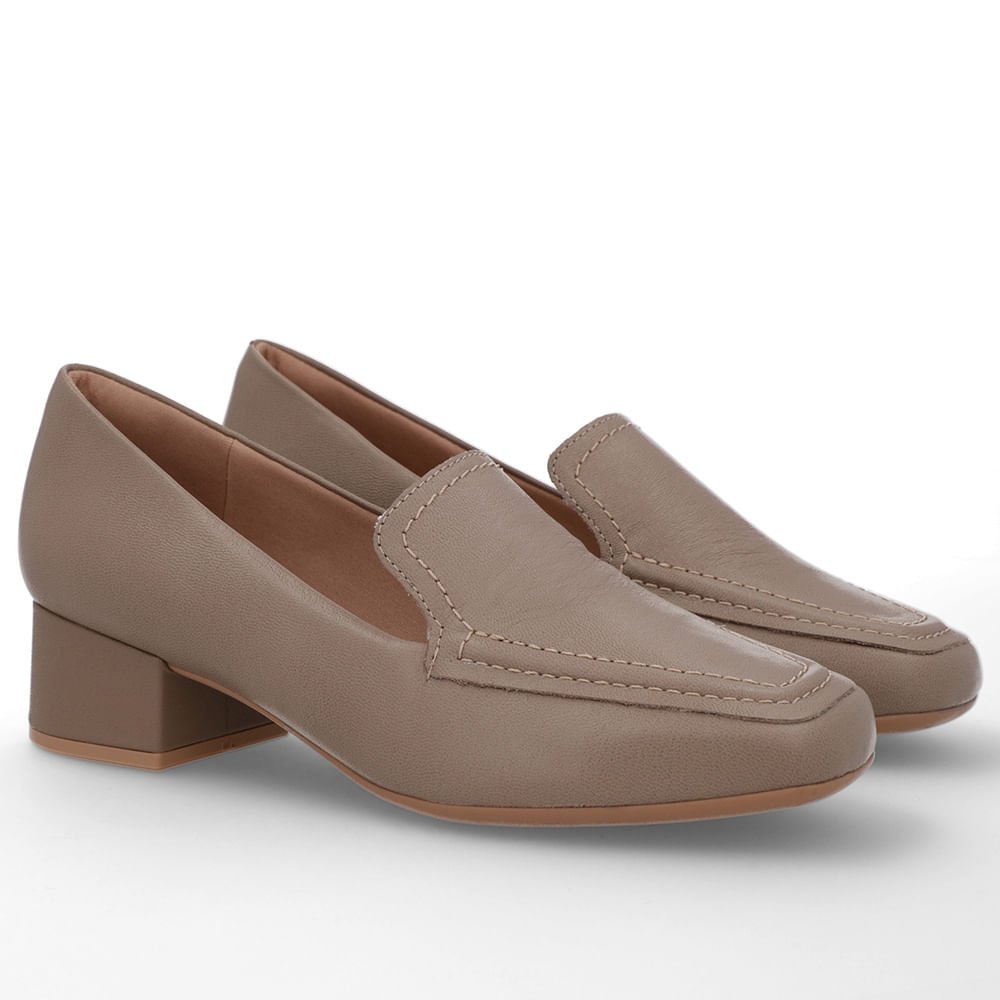 Loafer Marrom Couro Bico Quadrado Clássico Marrom 2