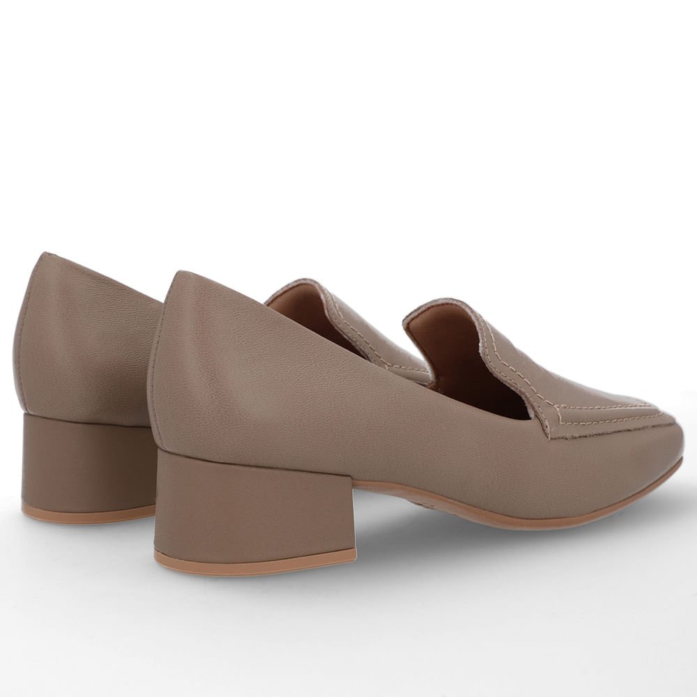 Loafer Marrom Couro Bico Quadrado Clássico Marrom 3
