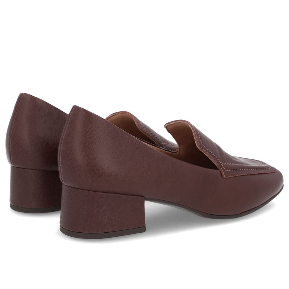 Loafer Marrom Pinhão Couro Bico Quadrado Clássico Marrom 3