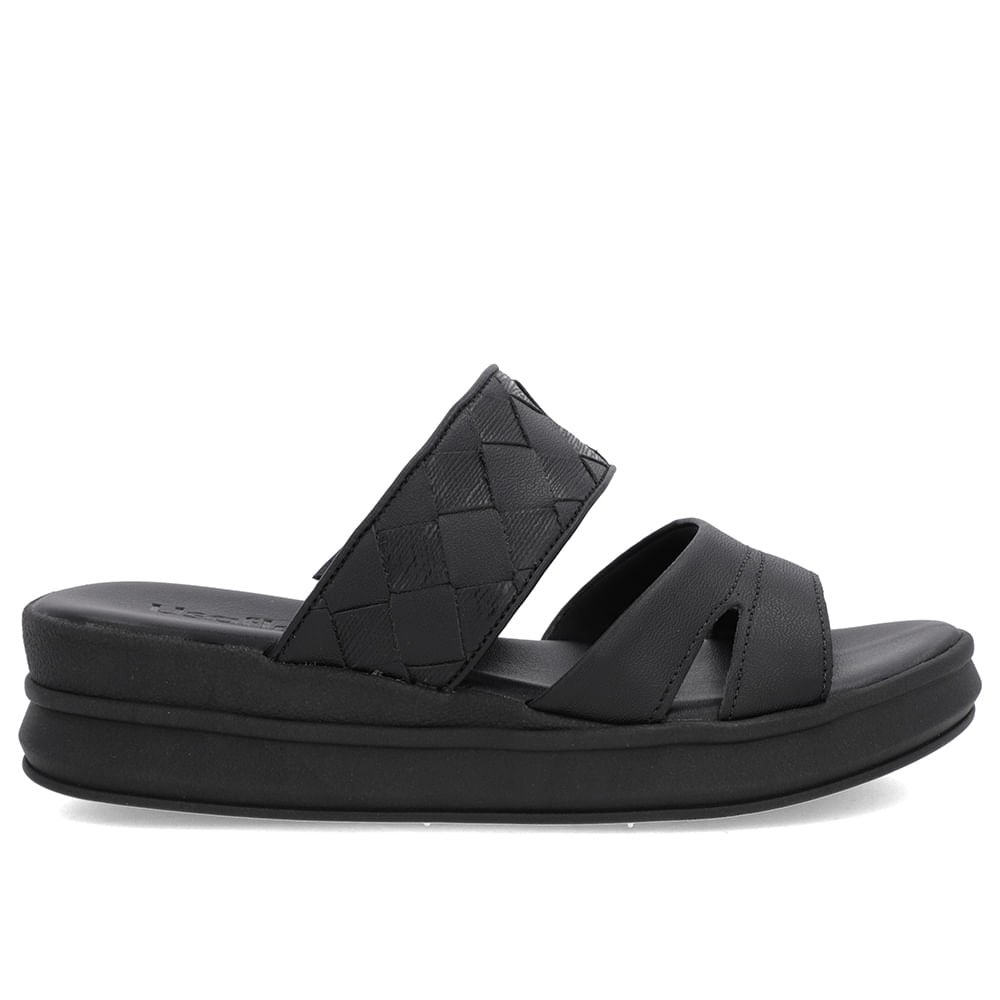 Tamanco Preto Couro Tira Trançada