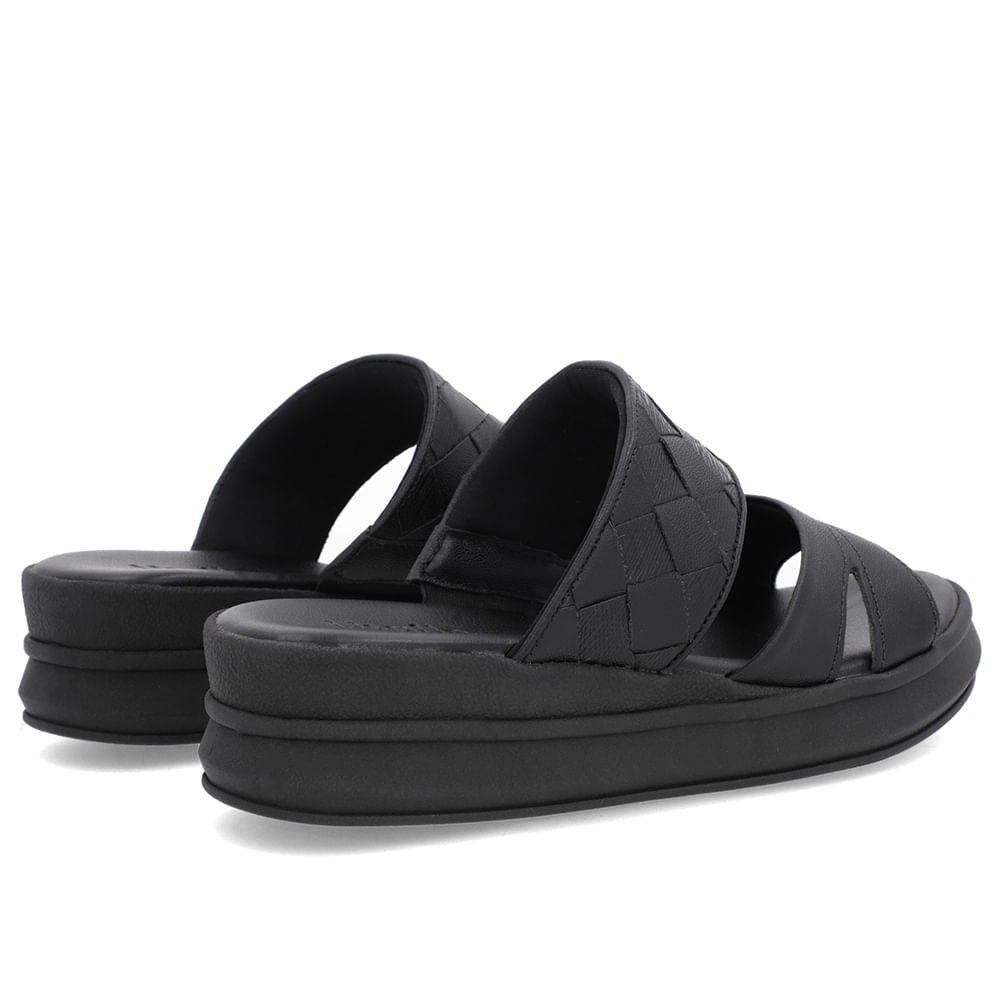 Tamanco Preto Couro Tira Trançada Preto 3