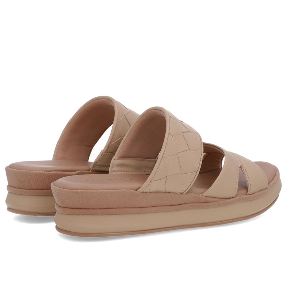 Tamanco Bege Couro Tira Trançada Bege 3