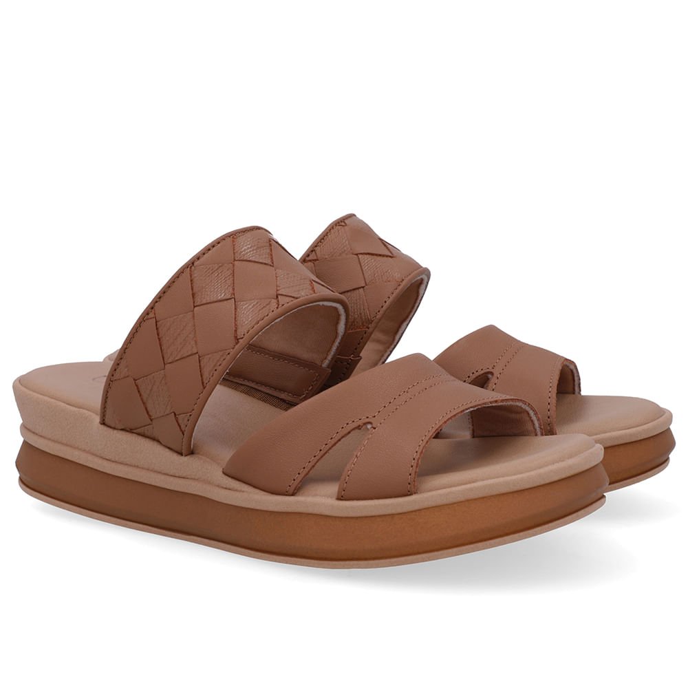 Tamanco Marrom Couro Tira Trançada Marrom 2