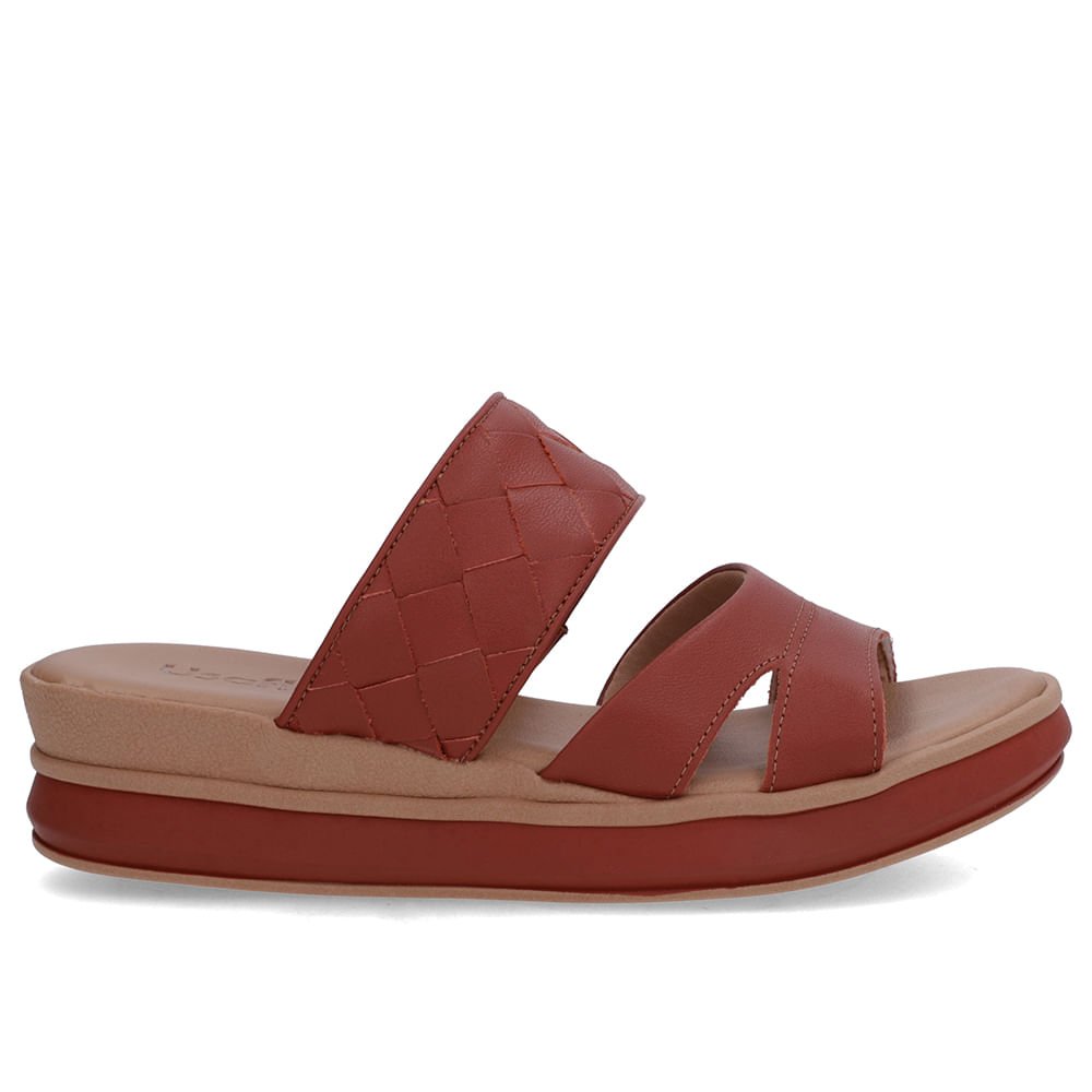 Tamanco Marrom Terracota Couro Tira Trançada