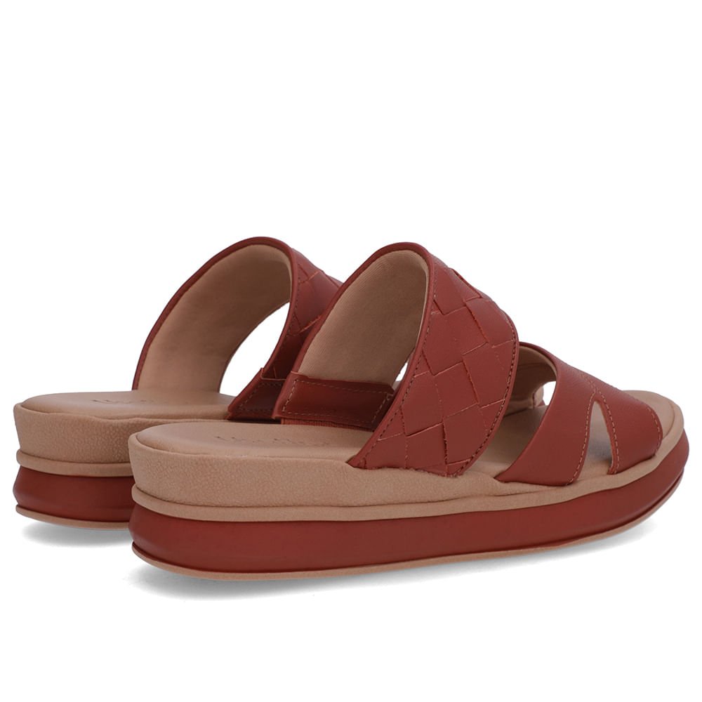 Tamanco Marrom Terracota Couro Tira Trançada Marrom 3