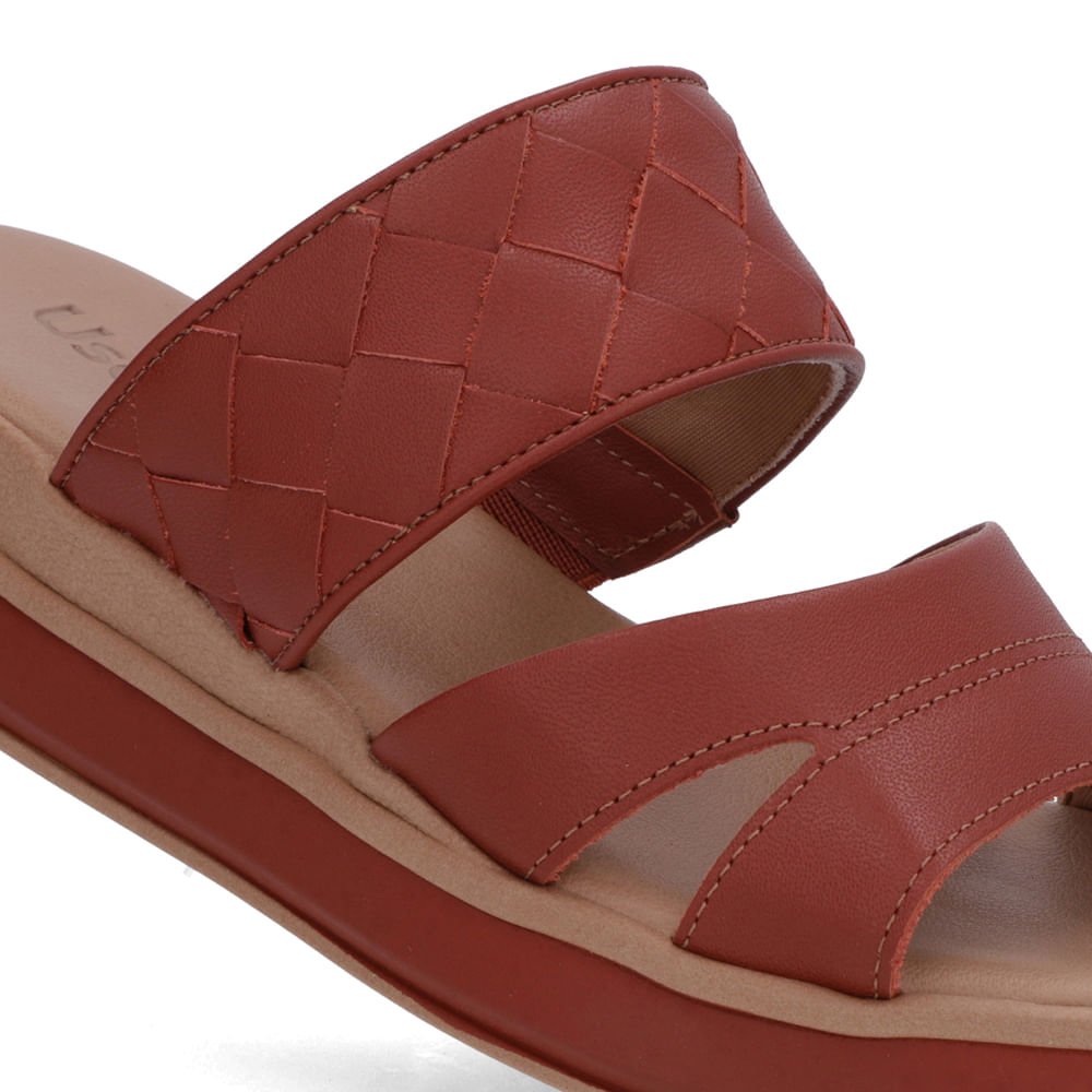 Tamanco Marrom Terracota Couro Tira Trançada Marrom 4