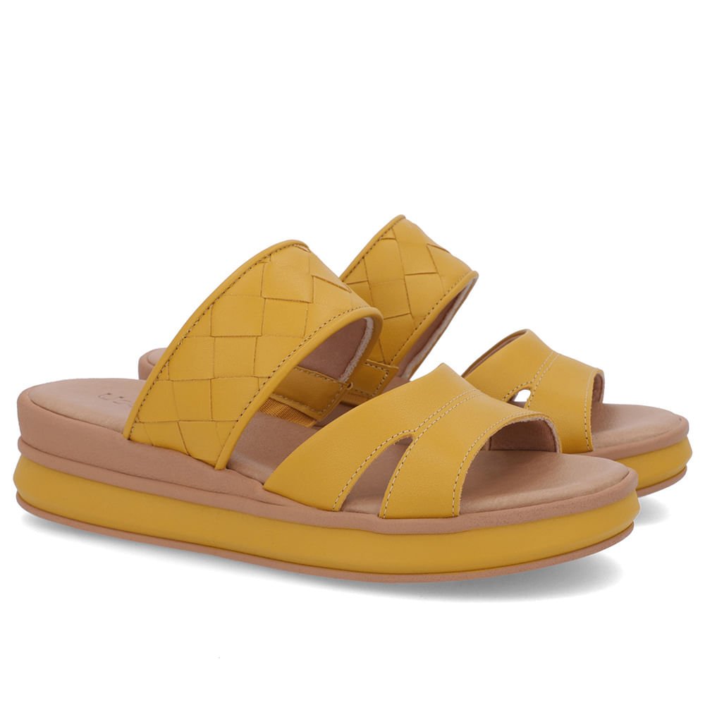 Tamanco Amarelo Couro Tira Trançada Amarelo 2