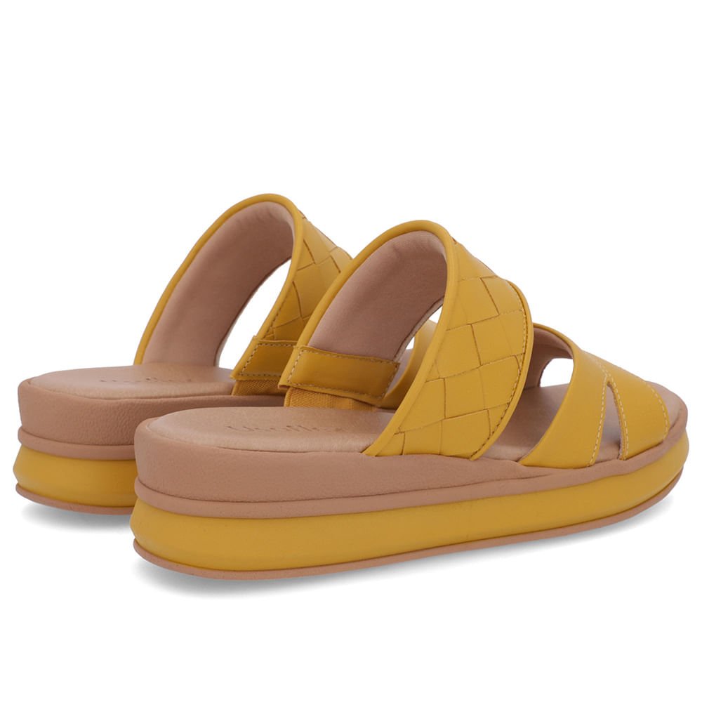 Tamanco Amarelo Couro Tira Trançada Amarelo 3