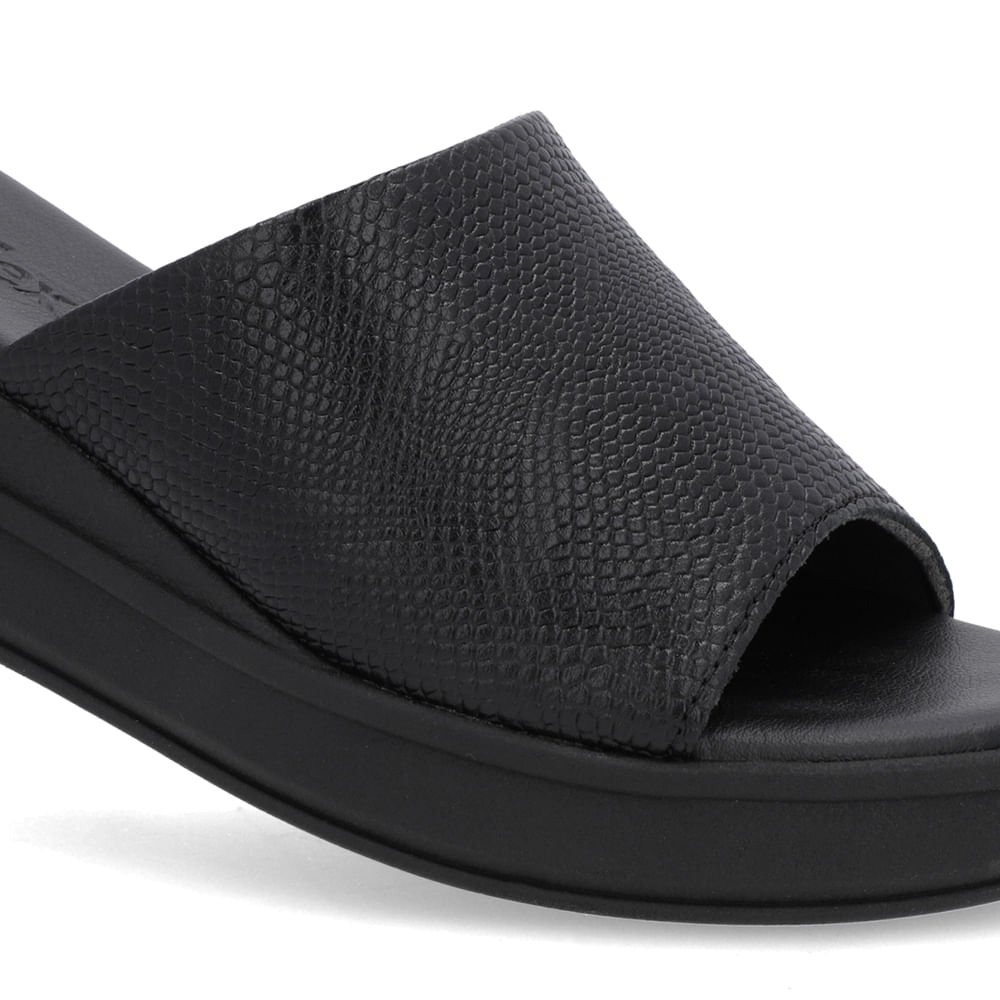 Tamanco Preto Couro Tira Textura Preto 4