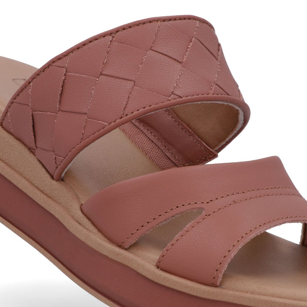 Tamanco Rosa Couro Tira Trançada Rosa 4