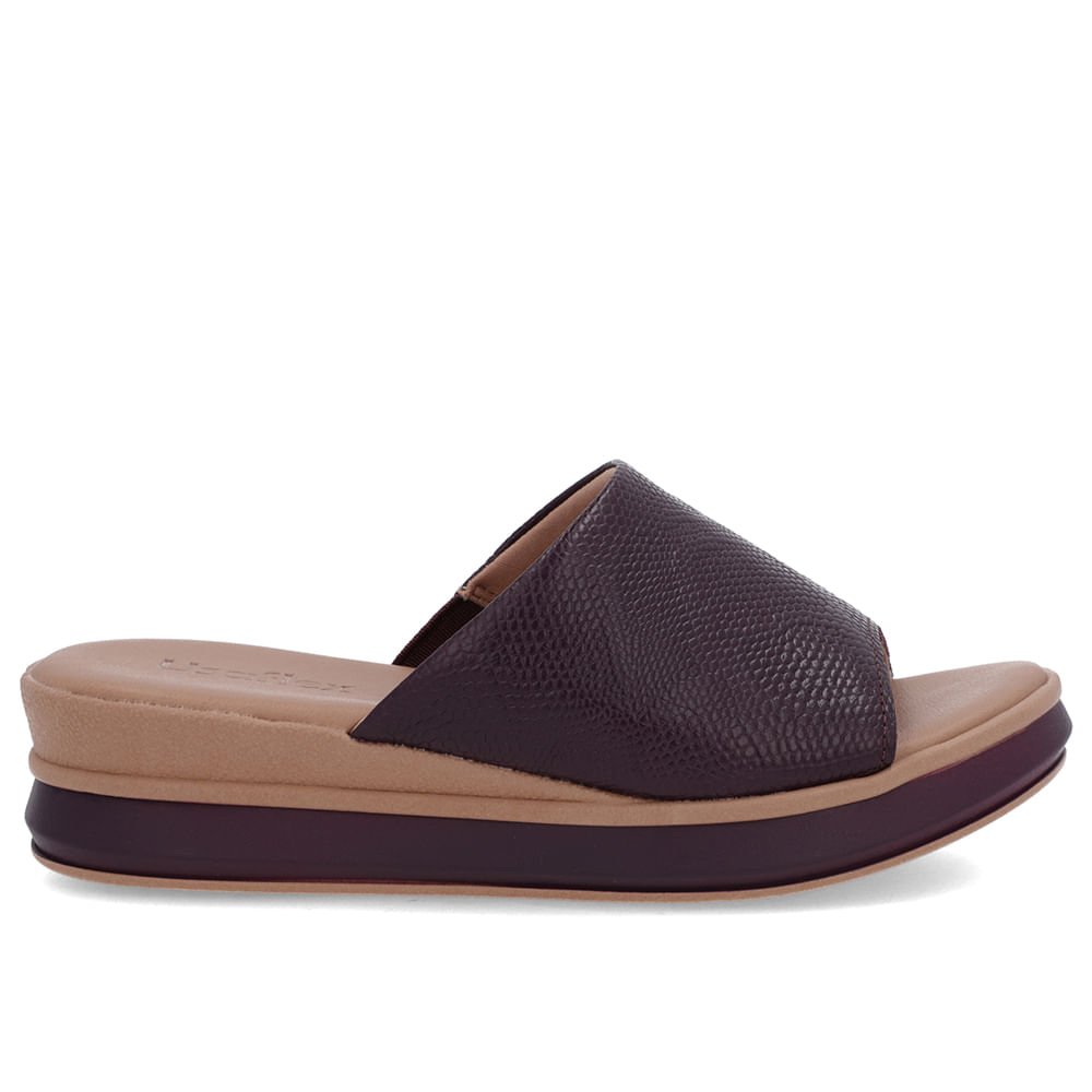 Tamanco Roxo Couro Tira Textura