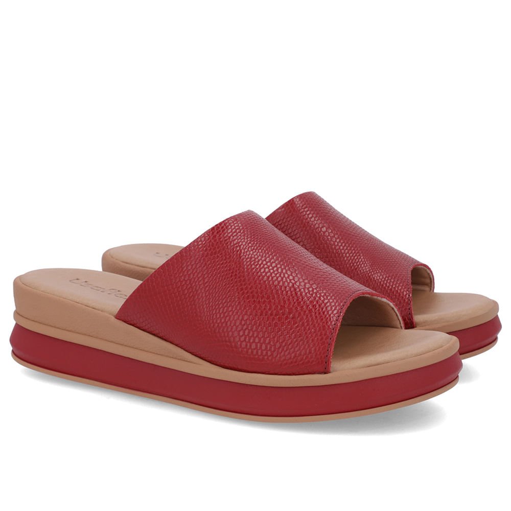 Tamanco Vermelho Couro Tira Textura Vermelho 2