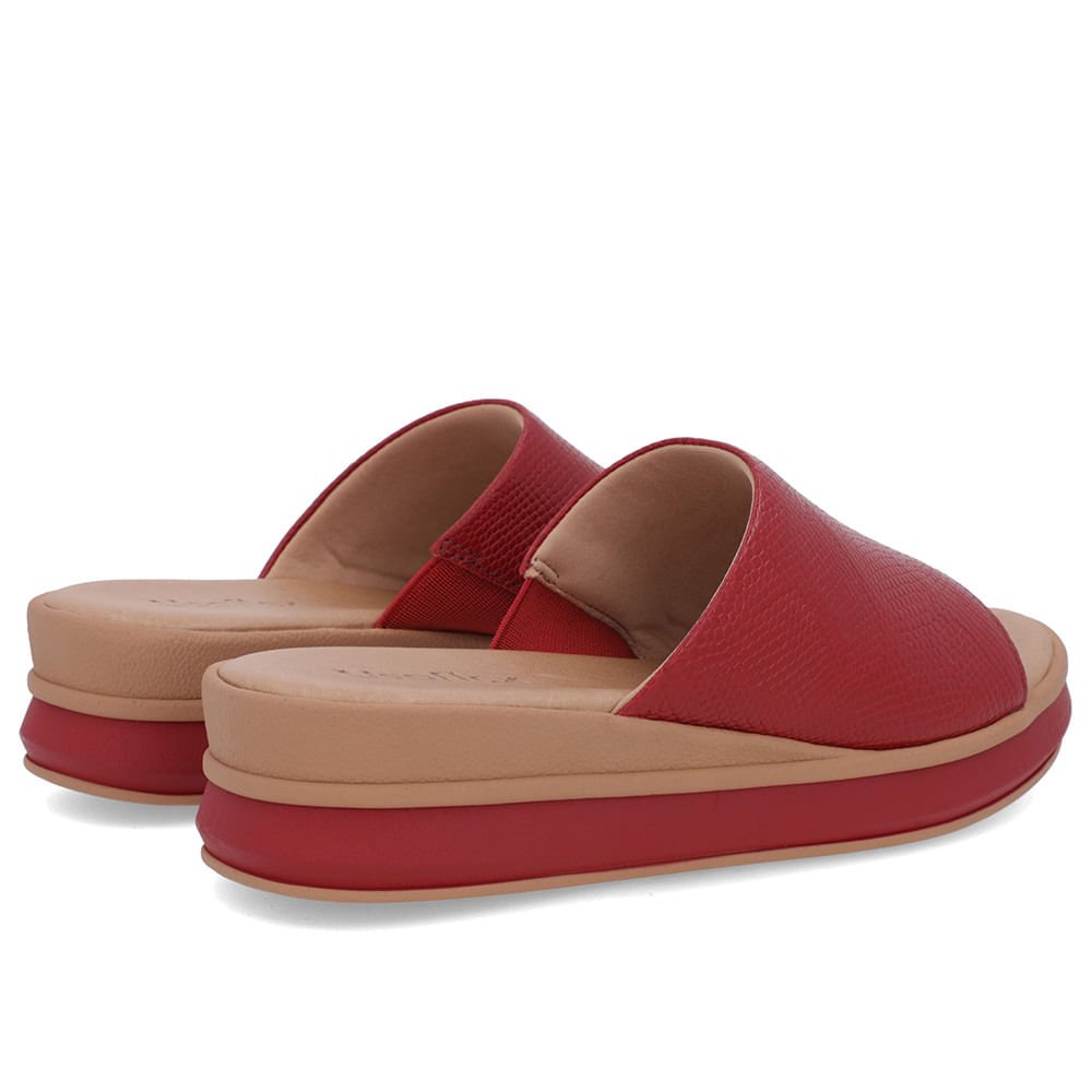 Tamanco Vermelho Couro Tira Textura Vermelho 3