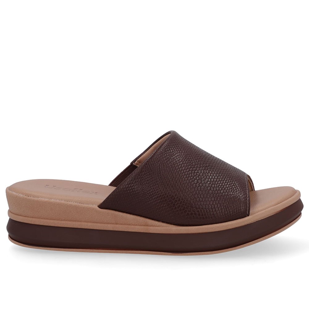 Tamanco Marrom Couro Tira Textura