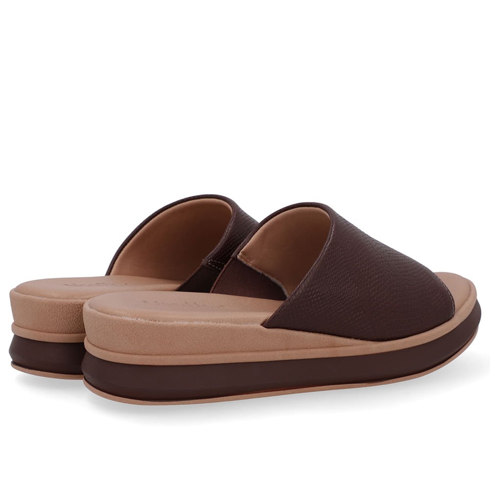 Tamanco Marrom Couro Tira Textura Marrom 3