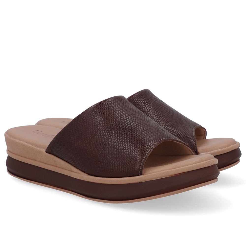 Tamanco Marrom Couro Tira Textura Marrom 2