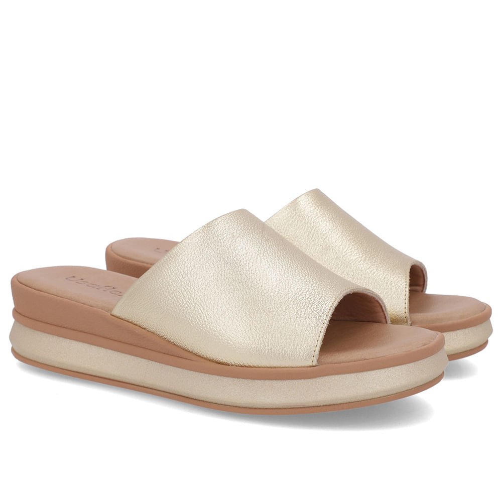 Tamanco Dourado Couro Tira Lisa Dourado 2