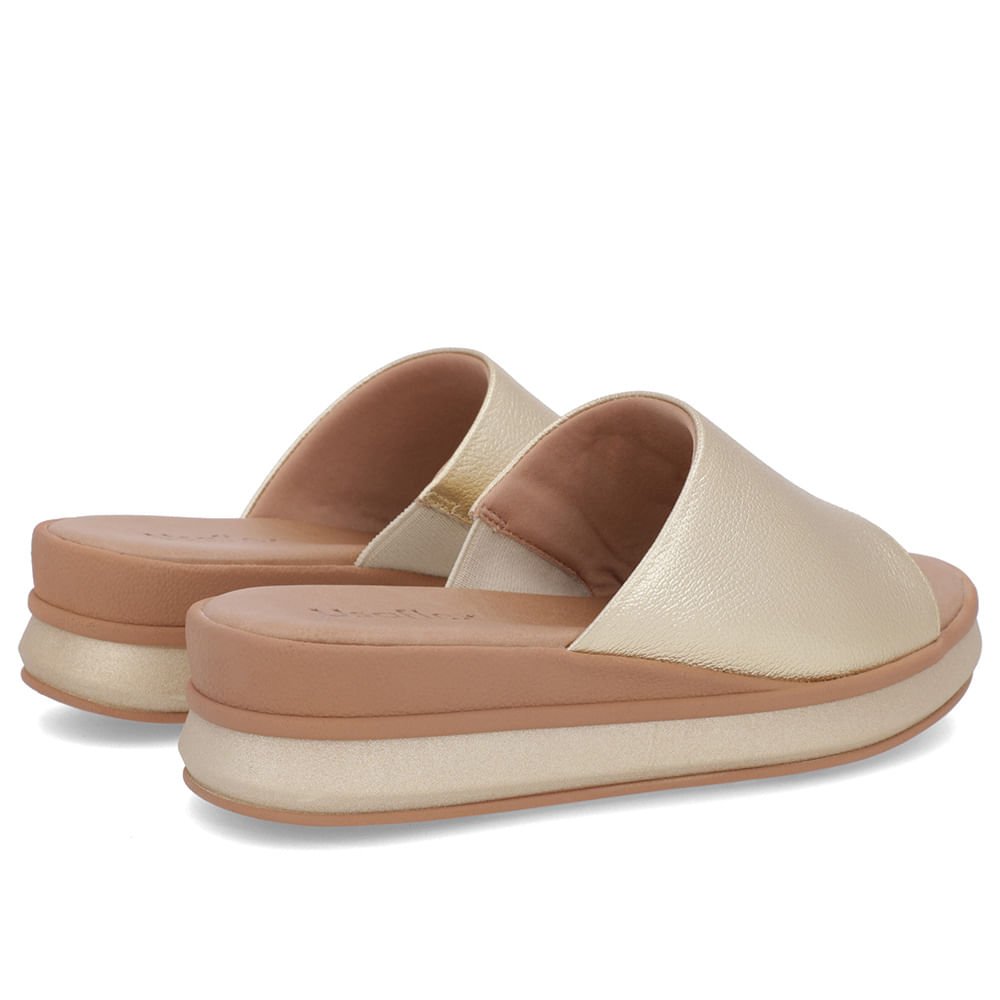 Tamanco Dourado Couro Tira Lisa Dourado 3