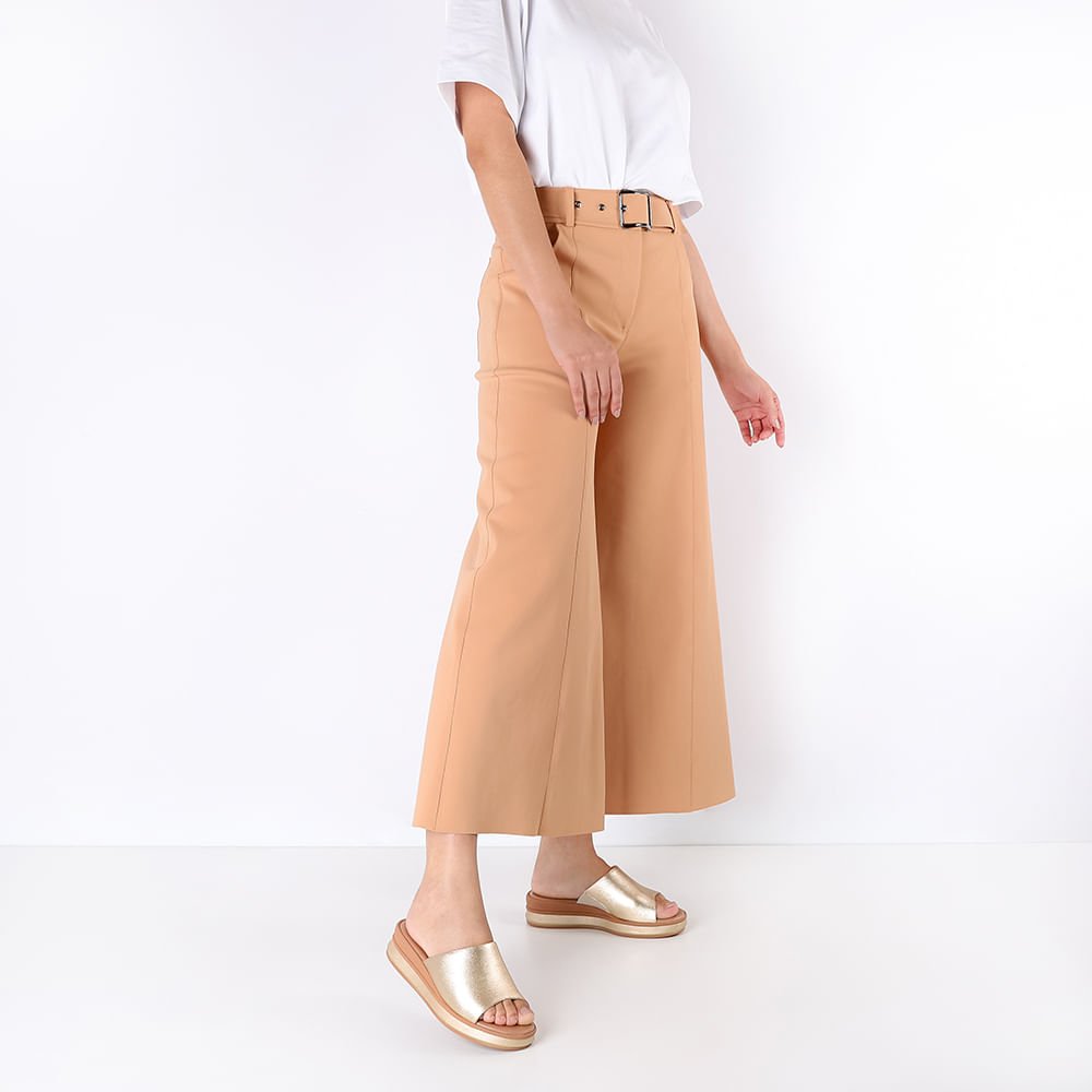 Tamanco Dourado Couro Tira Lisa Dourado 4