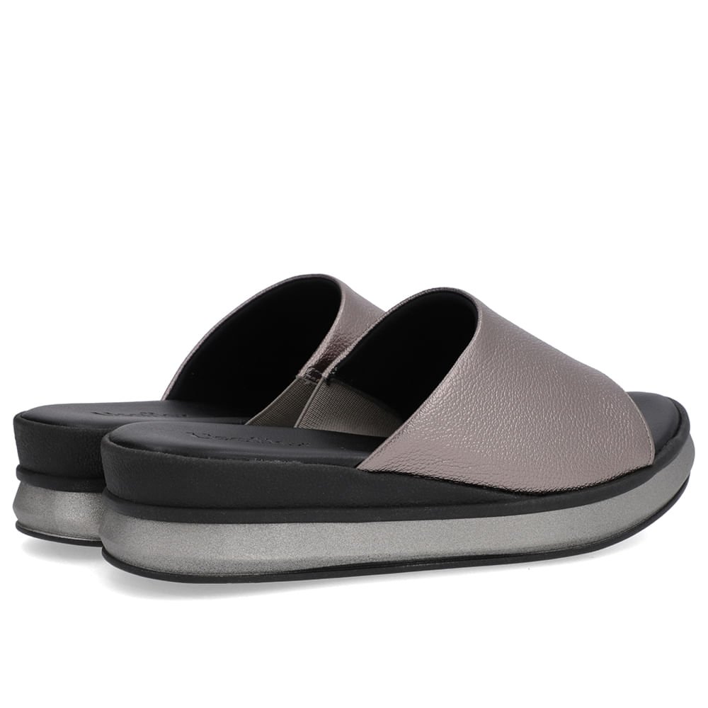 Tamanco Aço Couro Tira Lisa Cinza 3