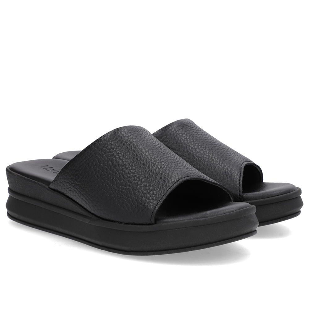 Tamanco Preto Couro Tira Textura Preto 2