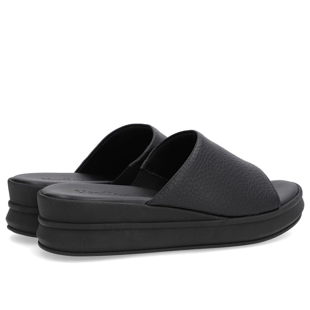 Tamanco Preto Couro Tira Textura Preto 3