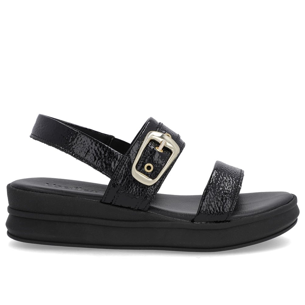 Sandália Salto Plataforma Verniz Preta