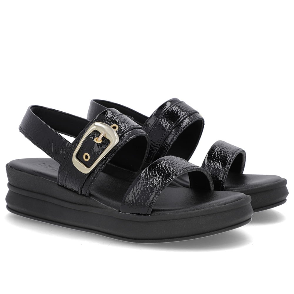 Sandália Salto Plataforma Verniz Preta Preto 2