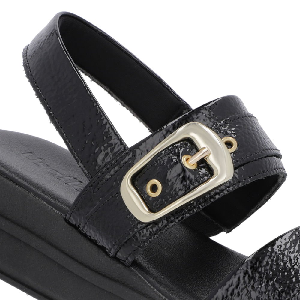 Sandália Salto Plataforma Verniz Preta Preto 4