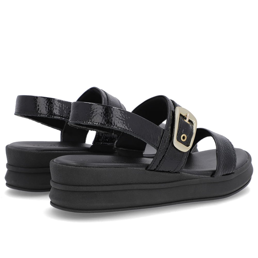 Sandália Salto Plataforma Verniz Preta Preto 3