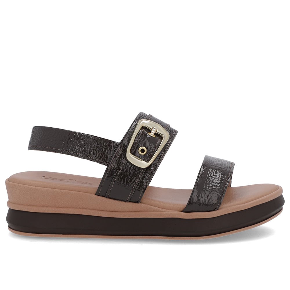 Sandália Salto Plataforma Verniz Marrom Ganache Marrom 1