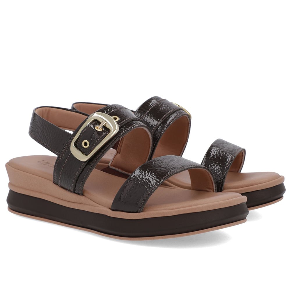 Sandália Salto Plataforma Verniz Marrom Ganache Marrom 3