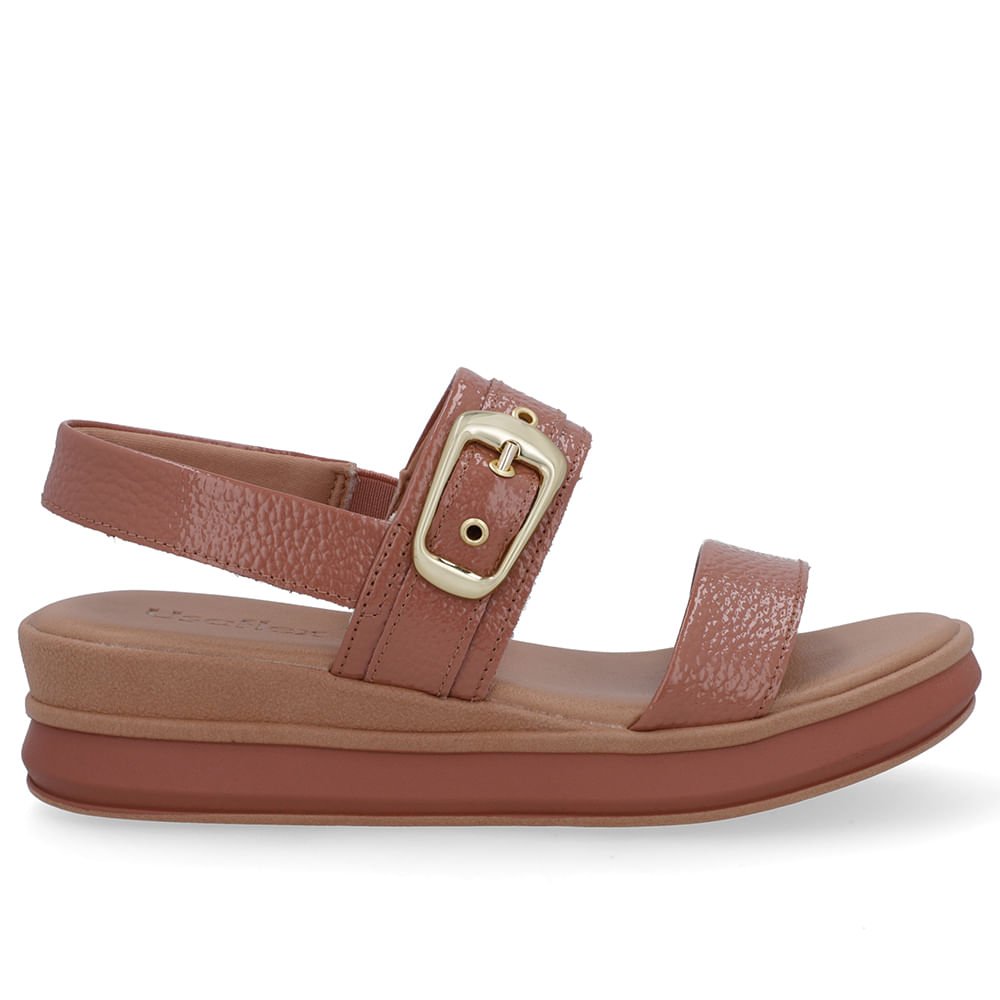 Sandália Salto Plataforma Verniz Rosa