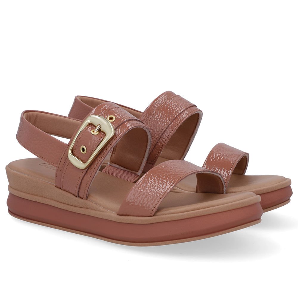 Sandália Salto Plataforma Verniz Rosa Rosa 2